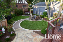 Curves in the walkway add interest and detail to the yard.