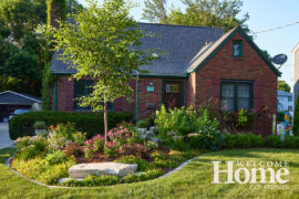 The front yard took a soft approach with a bevy of old-fashioned flowers, from coneflowers, roses, lilies,
and peonies.