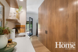 The butler's pantry behind the main kitchen, is a great spot for storing staples.