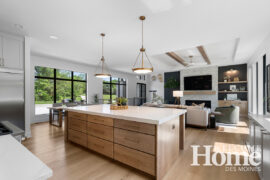 A 9-foot-3-inch kitchen island offers a centerpiece for entertaining.