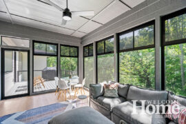 The three-season porch is lovingly called the treehouse and it is the perfect spot to enjoy all the wildlife in the backyard.