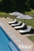 Chaise chairs and umbrellas offer a cool place to relax.