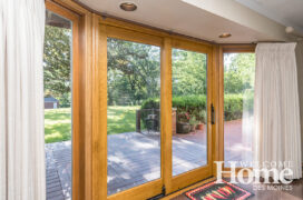 On the interior, the doors were stained to match oak trim throughout the home.
