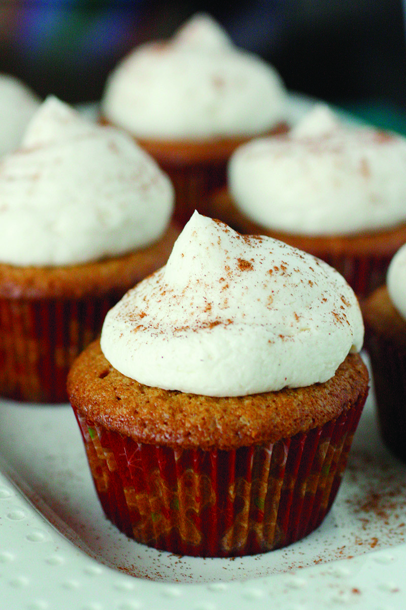 Gingerbread Mini Cupcakes with Whipped Vanilla Buttercream